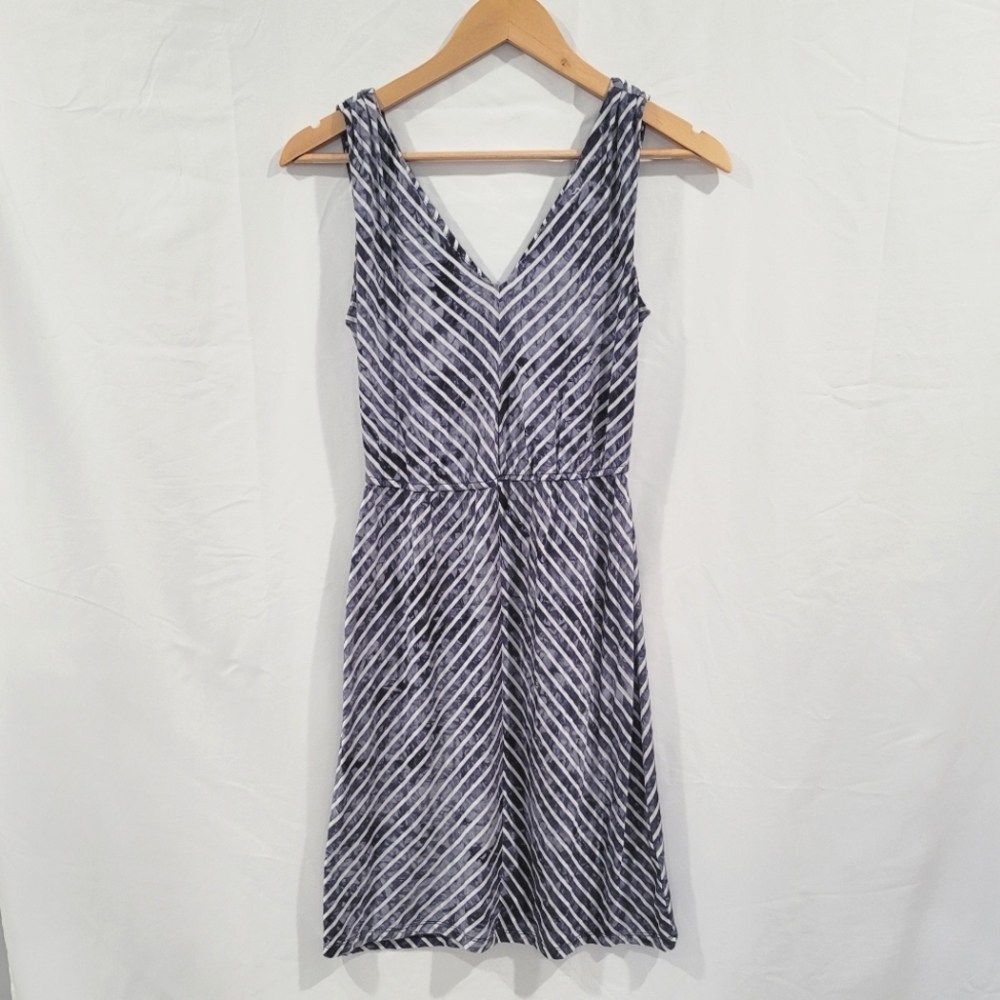 Blue and white striped summer dress
